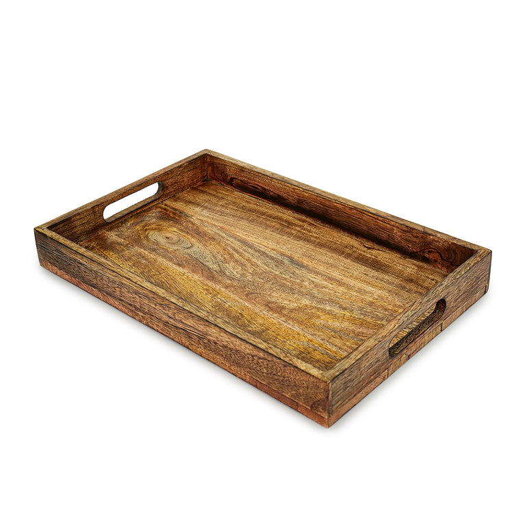 Wooden tray in rectangular shape