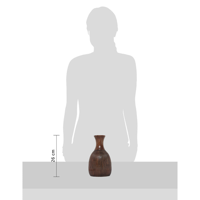 Brown Colored Vase With Carving Design