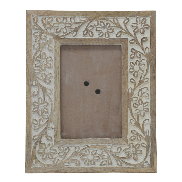 Photo Frame Wood Carving (White)