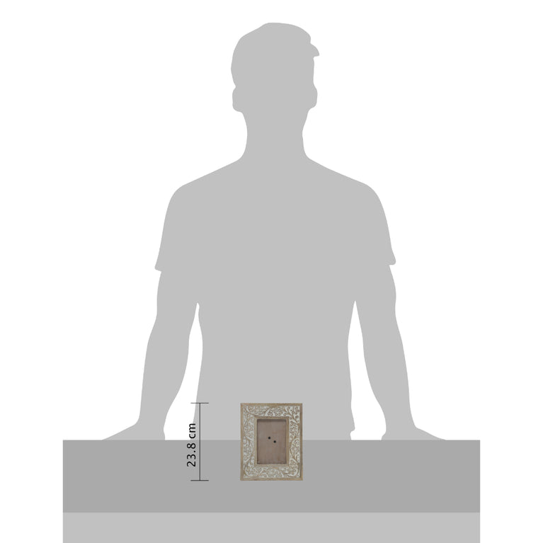 Photo Frame Wood Carving (White)