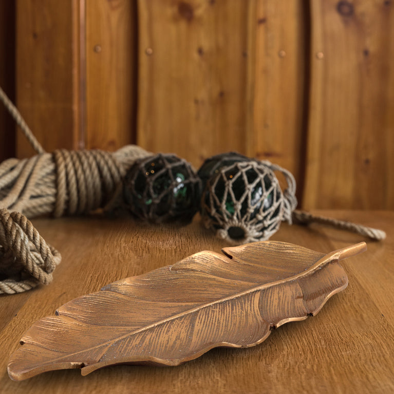 Golden Color Platter in Leaf Shape