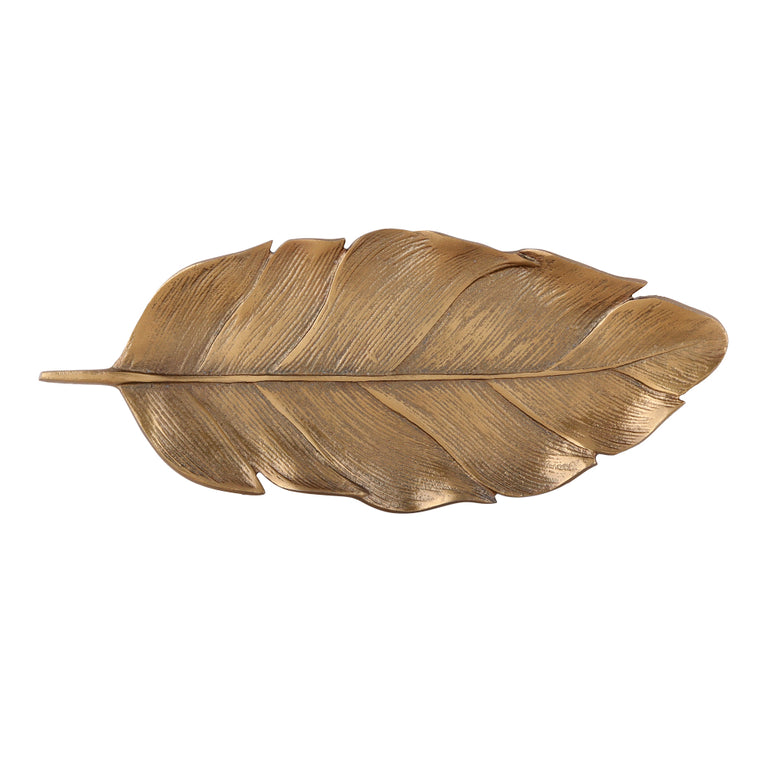 Golden Color Platter in Leaf Shape