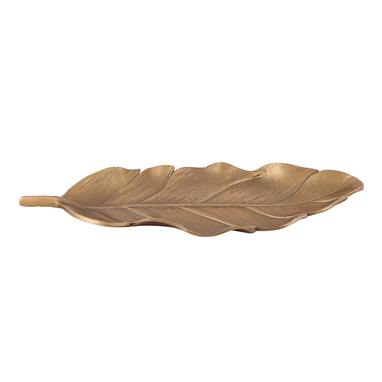 Golden Color Platter in Leaf Shape