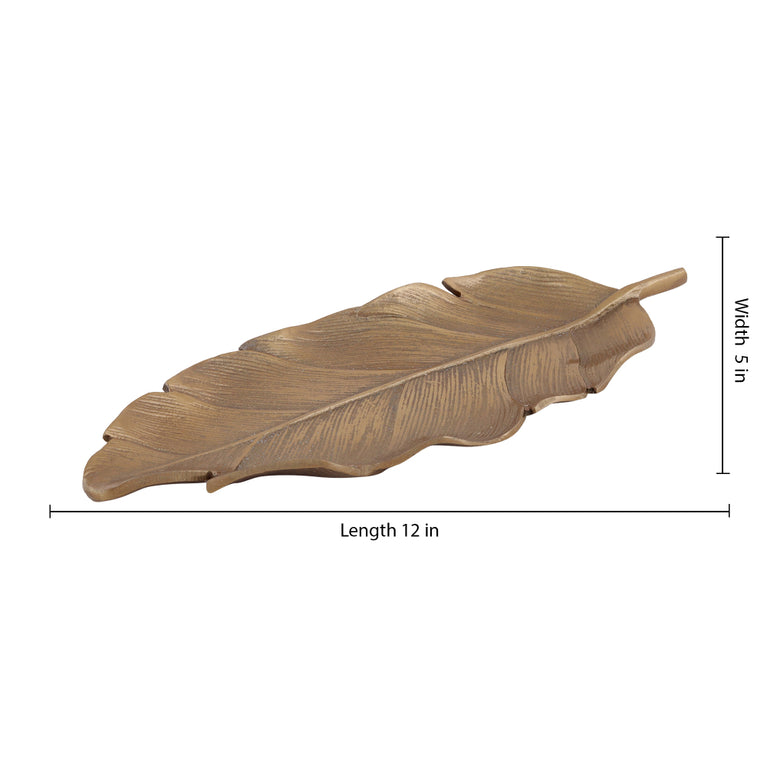 Golden Color Platter in Leaf Shape