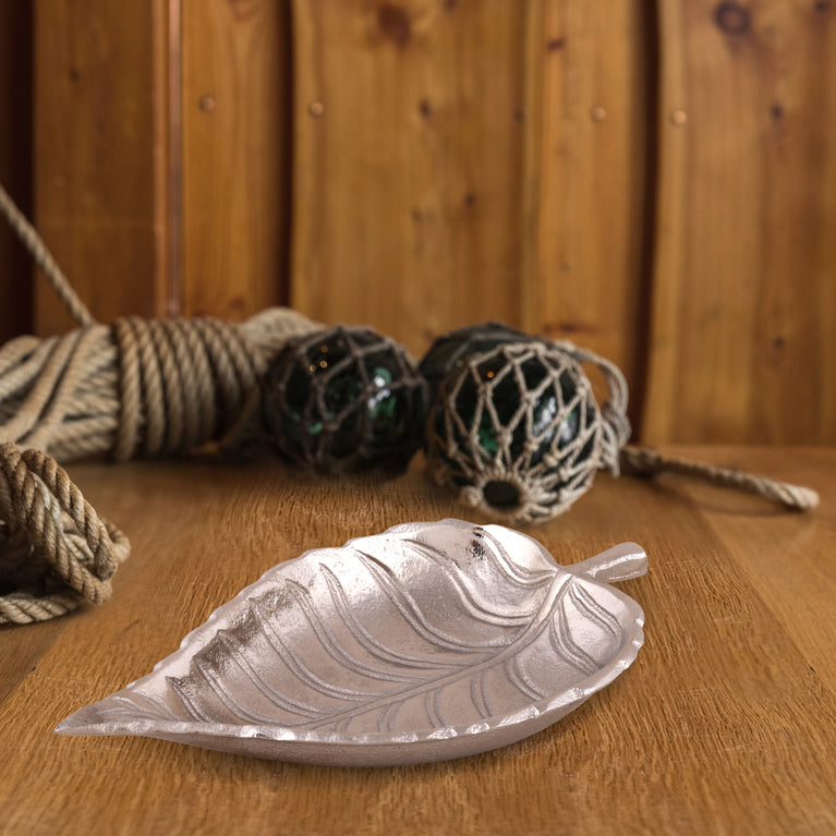 Silver Color Platter in Leaf Shape