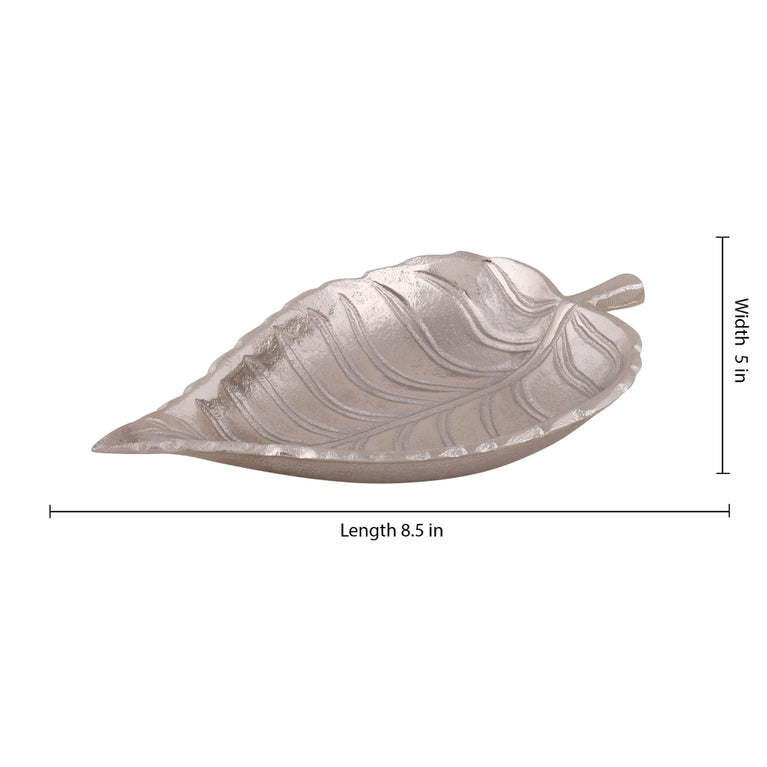 Silver Color Platter in Leaf Shape