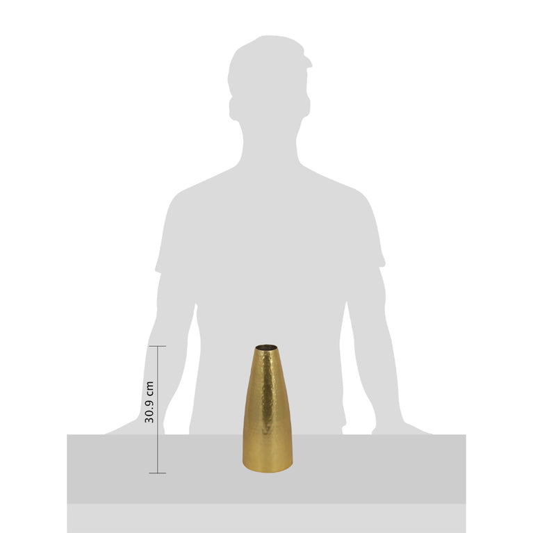 Golden Colored Vase in Hammered Finish