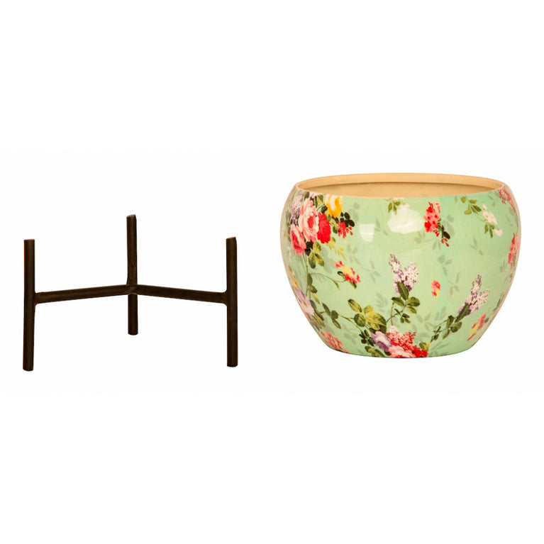 Planter With Design (Green)