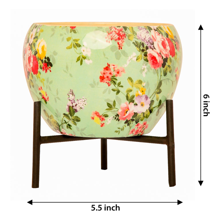 Planter With Design (Green)