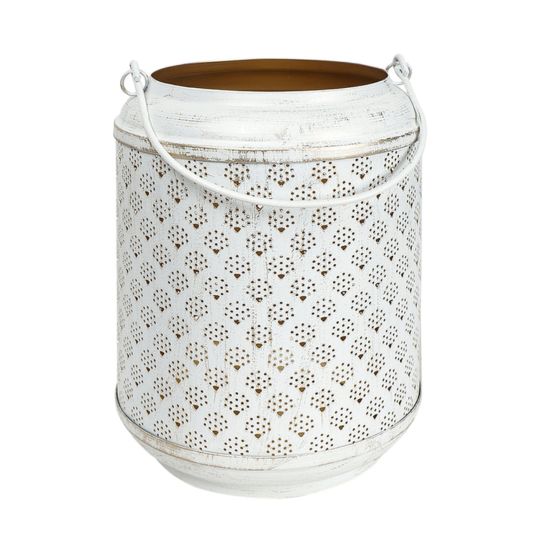 Lantern Metal Gold White Washed