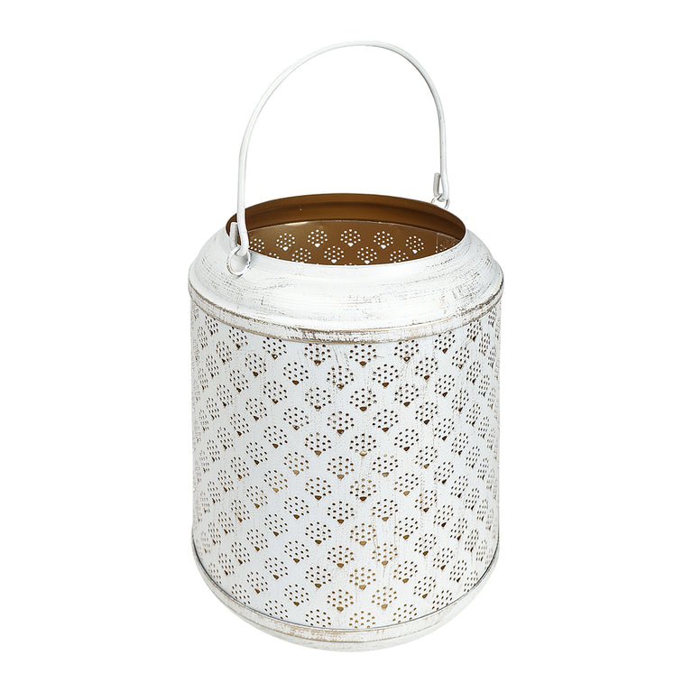 Lantern Metal Gold White Washed