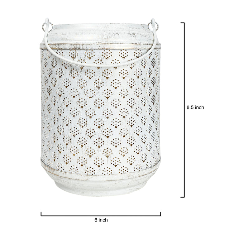Lantern Metal Gold White Washed
