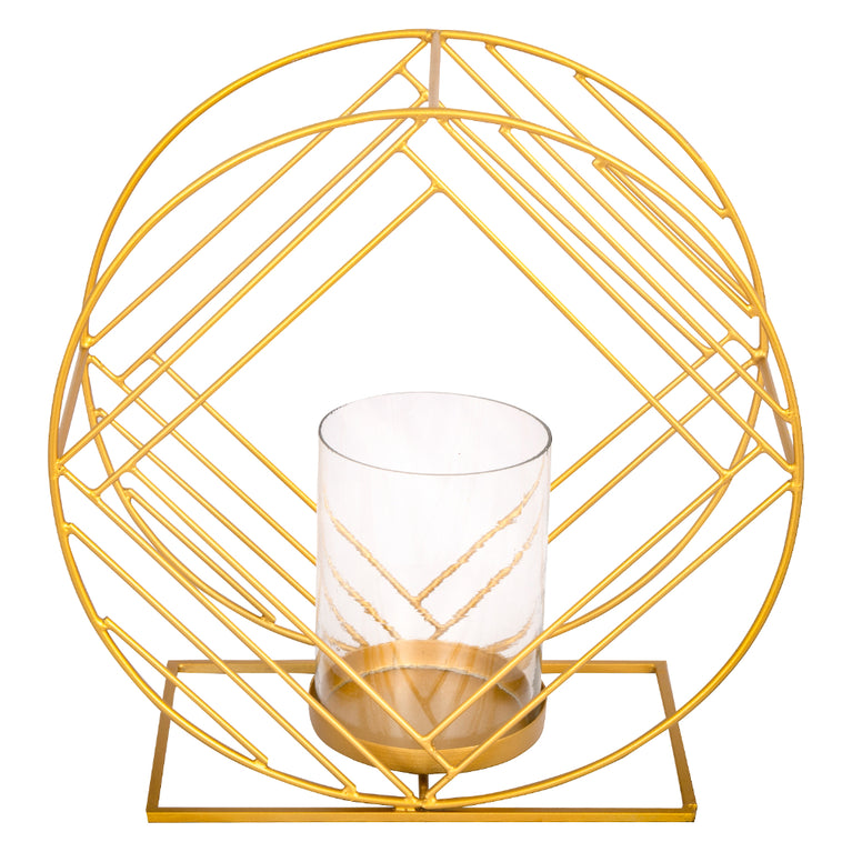 Candle Stand Circular And Square Pattern With Glass