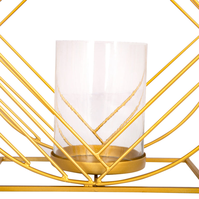 Candle Stand Circular And Square Pattern With Glass