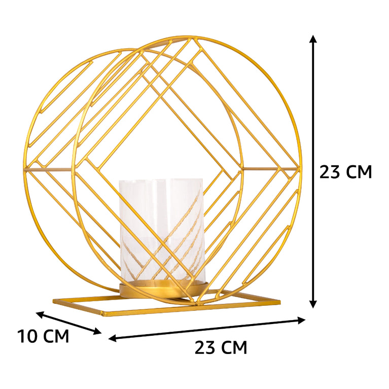 Candle Stand Circular And Square Pattern With Glass