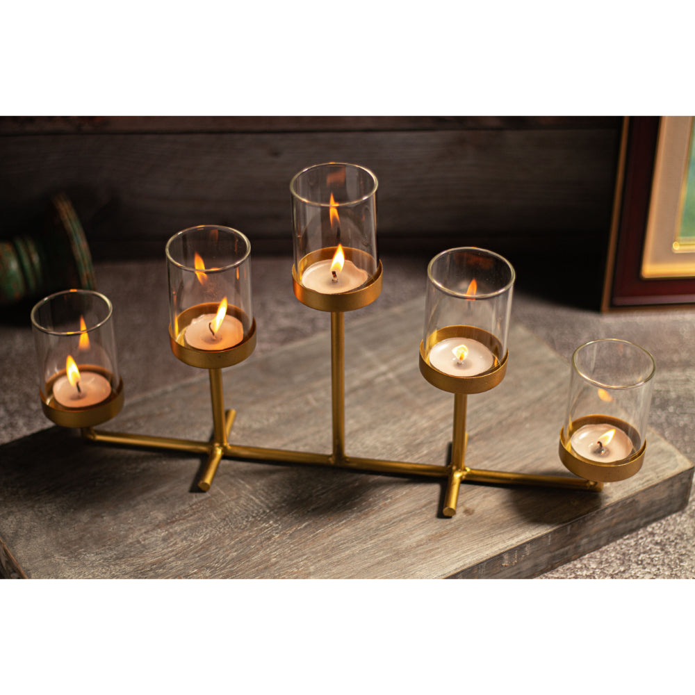 Tea Light holder For 5 Tea Lights On Horizontal Bar