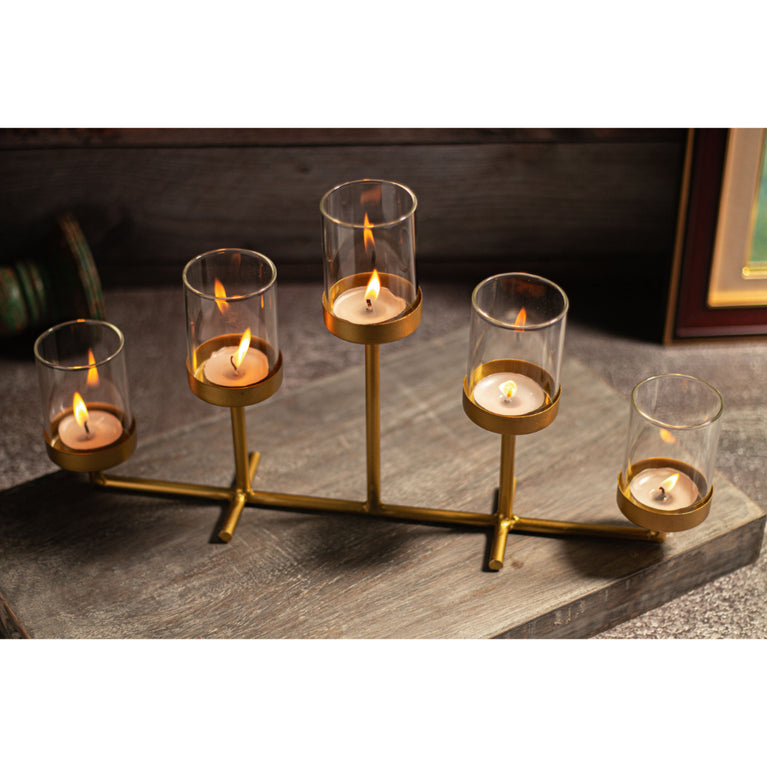 Tea Light holder For 5 Tea Lights On Horizontal Bar