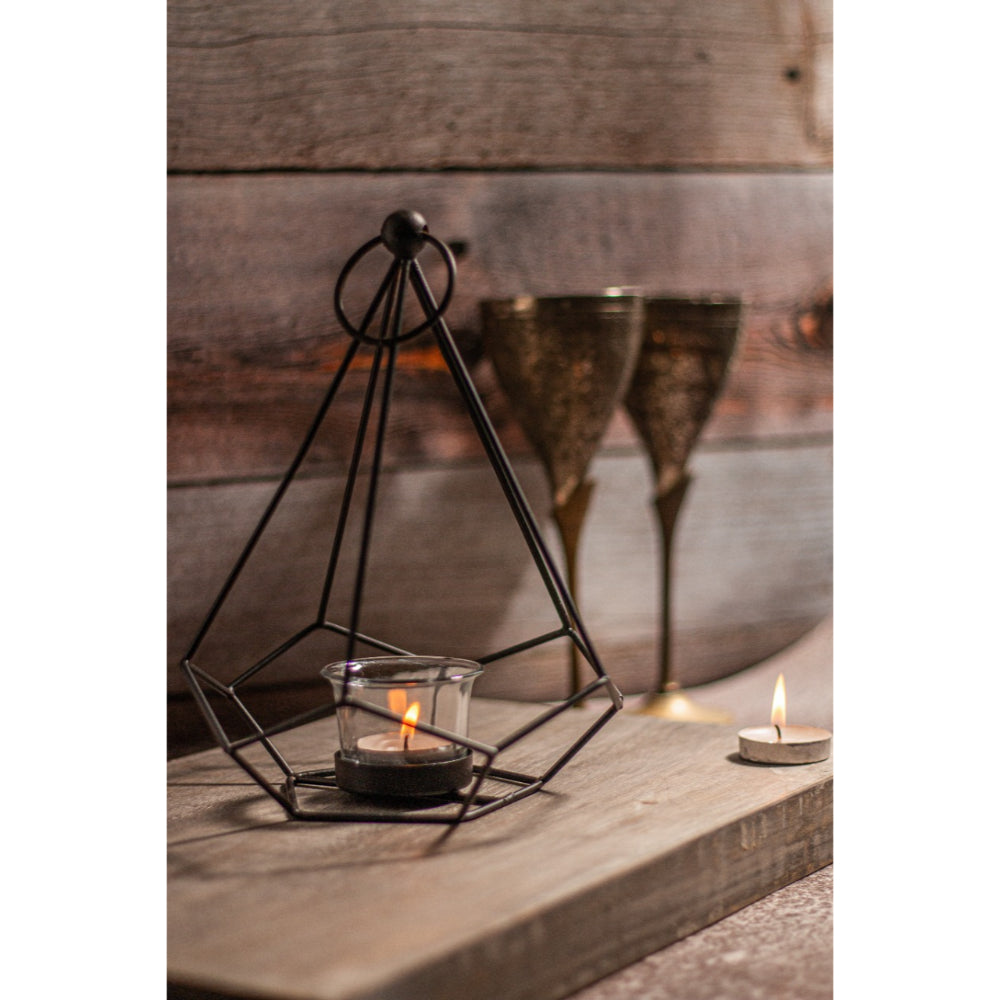 Tea Light Holder hexagon (Black)