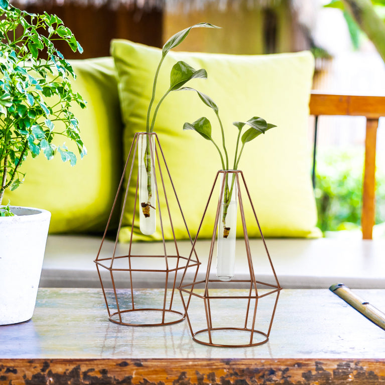 Prism Shaped Set Of 2 Vases With Test Tube