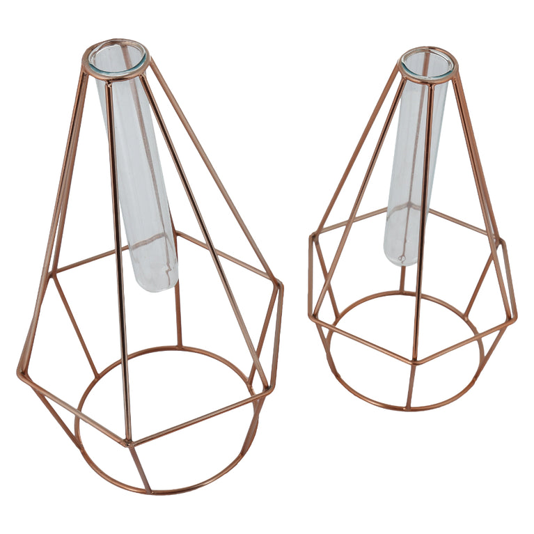 Prism Shaped Set Of 2 Vases With Test Tube
