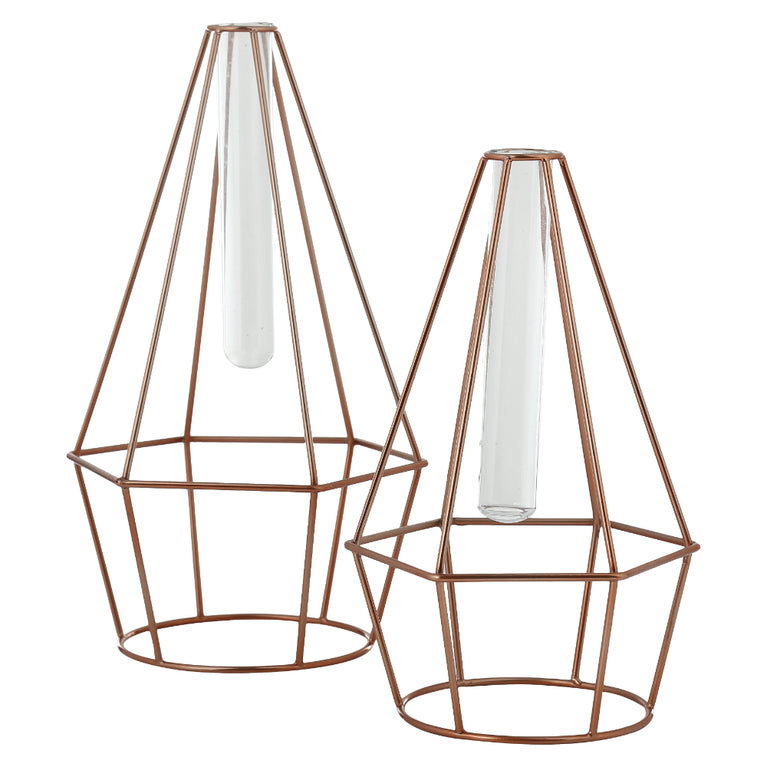 Prism Shaped Set Of 2 Vases With Test Tube