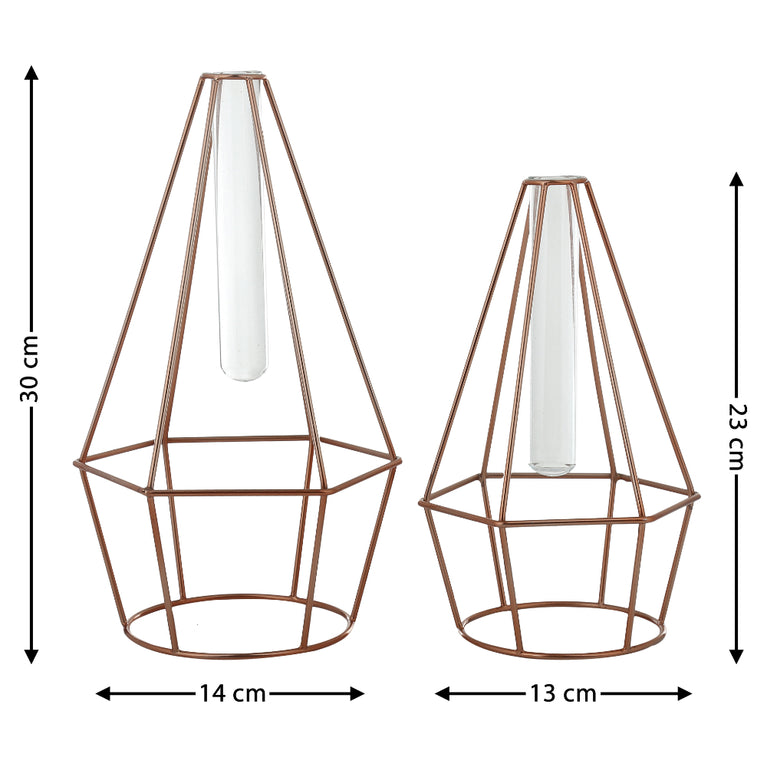 Prism Shaped Set Of 2 Vases With Test Tube