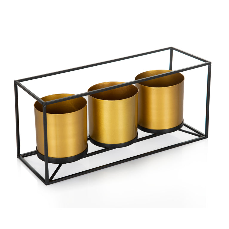 Set Of 3 Planters With Stand