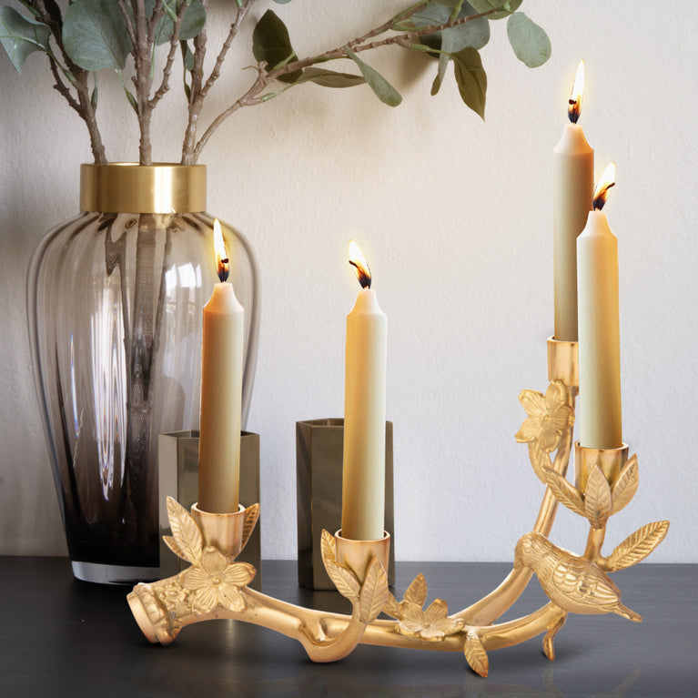 Candle Stand Brass Birds 4