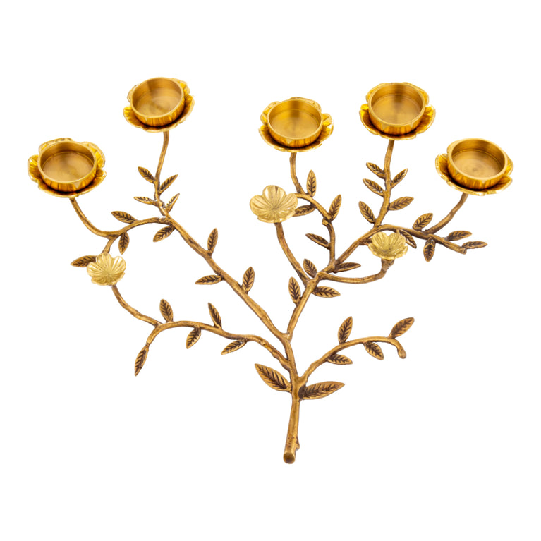 Tea Light Holder Brass Flowers