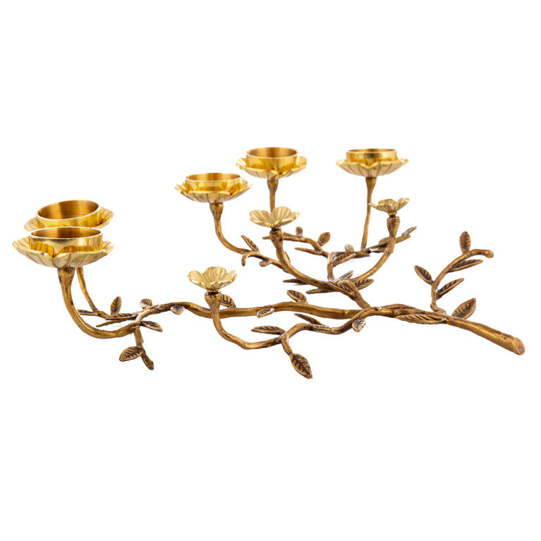 Tea Light Holder Brass Flowers