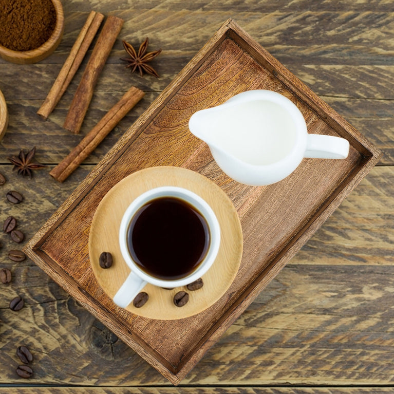 Wooden tray in rectangular shape