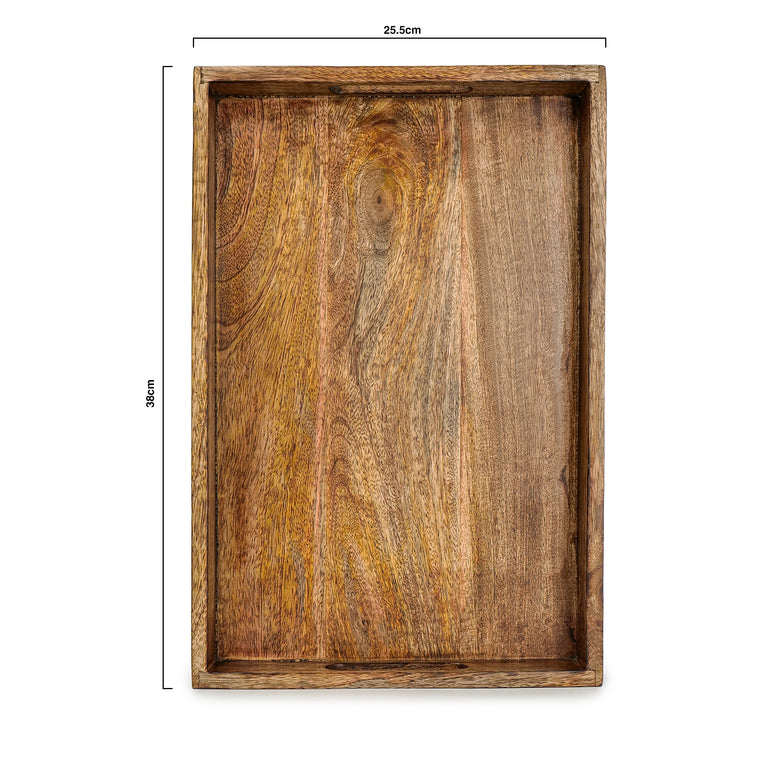 Wooden tray in rectangular shape