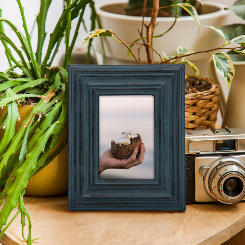 Photo Frame in Blue Color With Burnt Finish