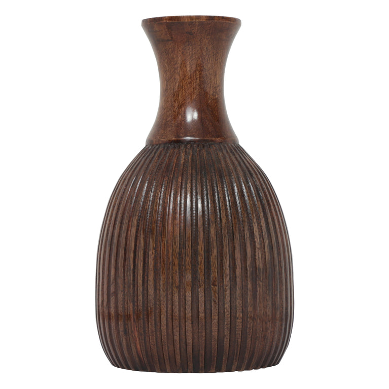 Brown Colored Vase With Carving Design